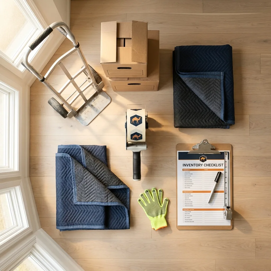 Professional moving supplies and packing materials layout for Yarmouth residential relocations